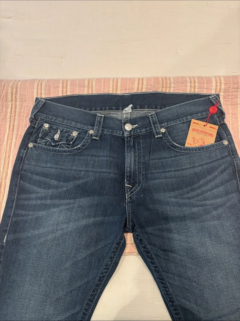 Vintage, Never Worn, True Religion Men’s Indigo Slim Straight Jeans